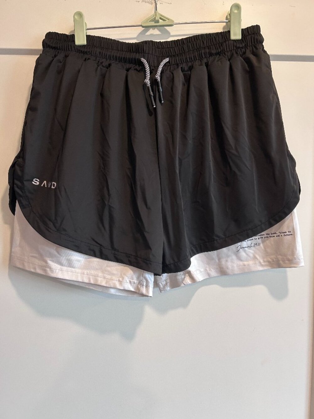 SAVD 3XL Women's Black Layered Athletic Shorts Jeremiah 29:11